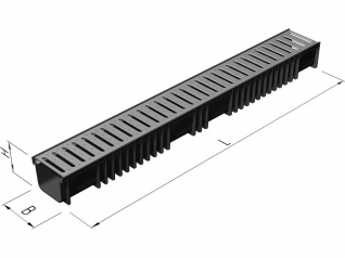 Лоток пластиковый SteePlain DN100 H100 с решеткой стальной