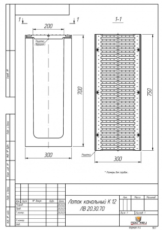 Лоток канальный К12. ЛВ 20.30.70. Класс D